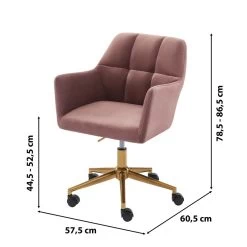 Fauteuil De Bureau MONACO En Velours Rose Avec Pieds Dorés -Canapé Rêve Promos Magasin fauteuil monaco en velours rose avec pieds dore 5