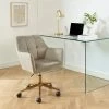 Fauteuil De Bureau MONACO En Velours Taupe Avec Pieds Dorés