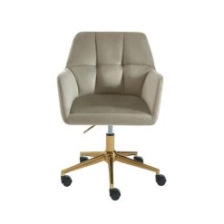 Fauteuil De Bureau MONACO En Velours Taupe Avec Pieds Dorés 8 Fauteuil De Bureau MONACO En Velours Taupe Avec Pieds Dorés -Canapé Rêve Promos Magasin fauteuil monaco en velours taupe avec pieds dore 2