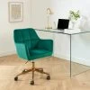 Fauteuil De Bureau MONACO En Velours Vert Avec Pieds Dorés