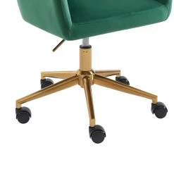 Fauteuil De Bureau MONACO En Velours Vert Avec Pieds Dorés -Canapé Rêve Promos Magasin fauteuil monaco en velours vert avec pieds dore 4