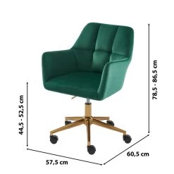 Fauteuil De Bureau MONACO En Velours Vert Avec Pieds Dorés -Canapé Rêve Promos Magasin fauteuil monaco en velours vert avec pieds dore 5