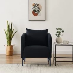 Fauteuil PANTONE Tissu Bleu Nuit Avec Piètement Métal Bleu Nuit -Canapé Rêve Promos Magasin fauteuil pantone tissu bleu avec pietement metal bleu 6