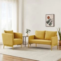 Fauteuil PANTONE Tissu Jaune Moutarde Avec Piètement Métal Jaune Moutarde -Canapé Rêve Promos Magasin fauteuil pantone tissu jaune avec pietement metal jaune 7