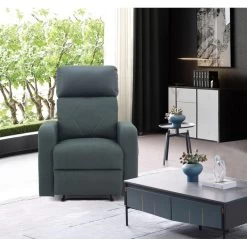 Fauteuil Relax CARLA En PU Noir Et Tissu Gris Avec Fonction électrique -Canapé Rêve Promos Magasin fauteuil relax carla en pu noir et tissu gris avec fonction electrique 5