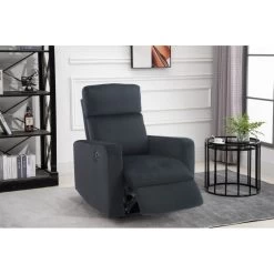 Fauteuil Relax LOVA Large En Velours Noir Avec Fonction électrique -Canapé Rêve Promos Magasin fauteuil relax lova large en velours noir avec fonction electrique 8