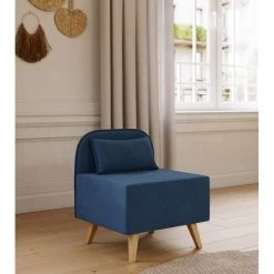 Fauteuil SARAH En Tissu Bleu -Canapé Rêve Promos Magasin fauteuil sarah en tissu bleu 5