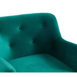 Fauteuil SCANDI En Velours Vert Avec Pieds En Bois -Canapé Rêve Promos Magasin fauteuil scandi velours vert 79 x 82 cm 4
