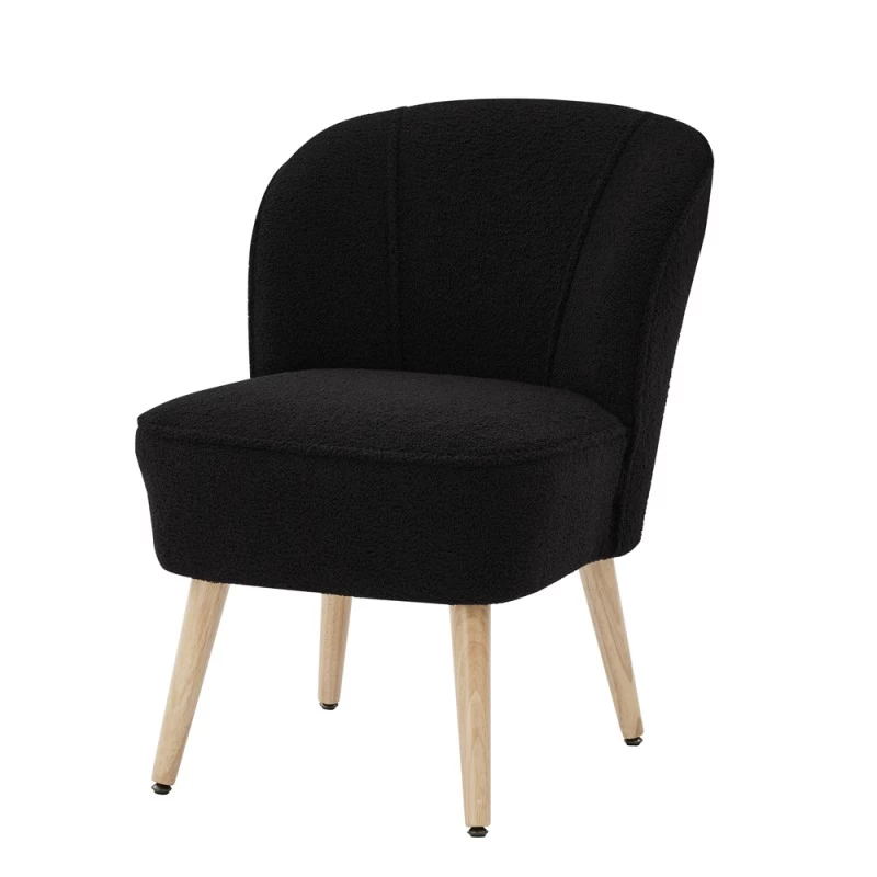 Fauteuil TIVOLI Tissu Bouclette Noir 2 Fauteuil TIVOLI Tissu Bouclette Noir – Image 2