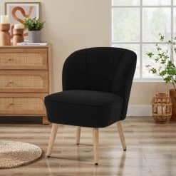 Fauteuil TIVOLI Tissu Bouclette Noir