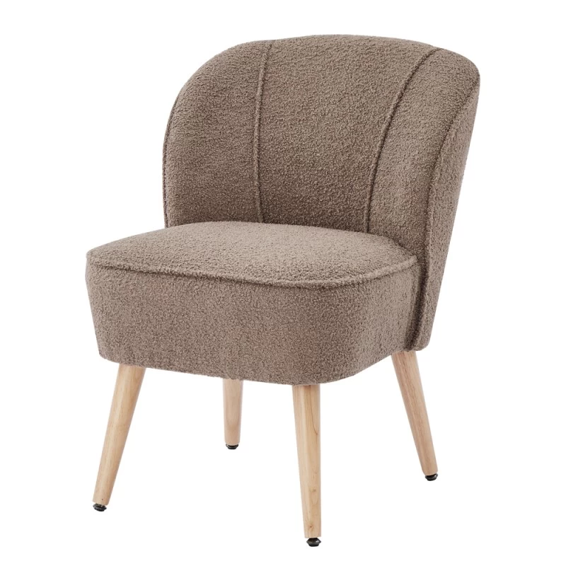 Fauteuil TIVOLI Tissu Bouclette Taupe 2 Fauteuil TIVOLI Tissu Bouclette Taupe – Image 2