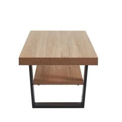 Table Basse FELIX Effet Chêne Et Métal Noir Double Plateau -Canapé Rêve Promos Magasin felix06 table basse 1 etagere et pieds en metal melamine 4