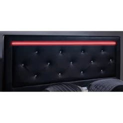 Lit à Led FILIP Simili Noir 160x200 Sommier Inclus -Canapé Rêve Promos Magasin filip lit 160 noir avec led 2