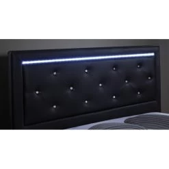 Lit à Led FILIP Simili Noir 160x200 Sommier Inclus -Canapé Rêve Promos Magasin filip lit 160 noir avec led 3