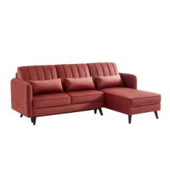 Canapé D'angle IDAHO En Tissu Terracotta Avec Angle Convertible -Canapé Rêve Promos Magasin idahoancvtxterra canape angle 1