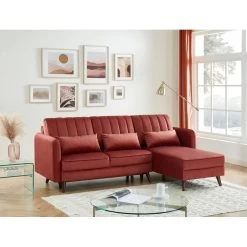 Canapé D'angle IDAHO En Tissu Terracotta Avec Angle Convertible -Canapé Rêve Promos Magasin idahoancvtxterra canape angle 4