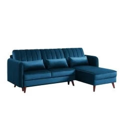Canapé D'angle IDAHO En Velours Bleu Convertible -Canapé Rêve Promos Magasin idahoancvvvbleu canape angle 1