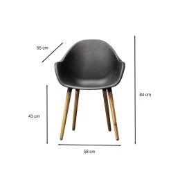 Lot 4 Chaises De Jardin KIRA En Plastique Et Pieds Bois Coloris Noir -Canapé Rêve Promos Magasin kira4nr lot 4 chaises noir 2