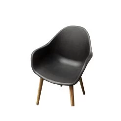 Lot 4 Chaises De Jardin KIRA En Plastique Et Pieds Bois Coloris Noir -Canapé Rêve Promos Magasin kira4nr lot 4 chaises noir 3