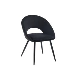 Chaise LEONIE Velours Noir Pieds En Métal Noir -Canapé Rêve Promos Magasin leonie chaise en velours noir 2