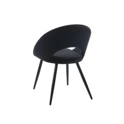 Chaise LEONIE Velours Noir Pieds En Métal Noir -Canapé Rêve Promos Magasin leonie chaise en velours noir 4