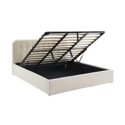 Lit Coffre ANDRE Tissu Bouclette écru 180x200 Sommier Inclus -Canapé Rêve Promos Magasin lit coffre andre tissu bouclettes ecru 180x200 sommier inclus 4