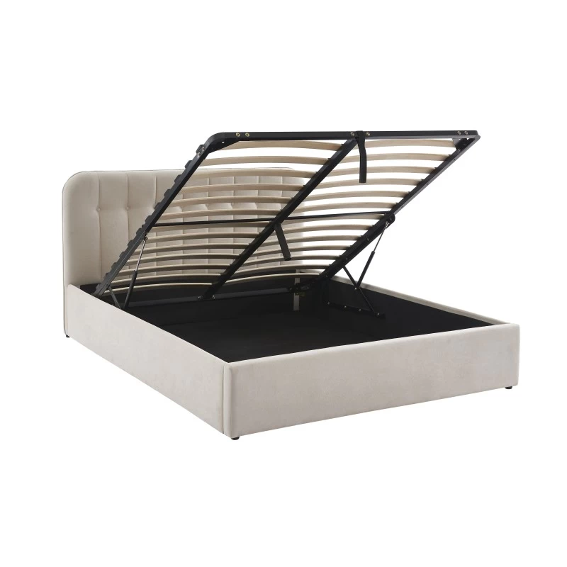 Lit Coffre ANDRE Velours Beige Sable 160x200 Sommier Inclus 7 Lit Coffre ANDRE Velours Beige Sable 160x200 Sommier Inclus – Image 7