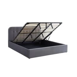 Lit Coffre ANDRE Velours Gris Anthracite Sommier 180x200 Inclus -Canapé Rêve Promos Magasin lit coffre andre velours gris anthracite sommier 180x200cm inclus 5