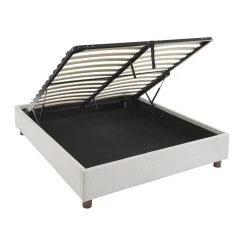 Lit Coffre KORALL Tissu Bouclette écru 140x190 Sommier Inclus -Canapé Rêve Promos Magasin lit coffre korall tissu bouclettes ecru 140x190 sommier inclus 5