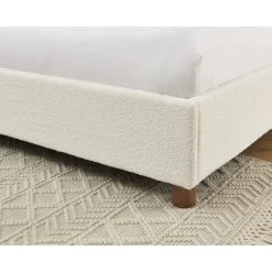 Lit Coffre KORALL Tissu Bouclette écru 160x200 Sommier Inclus -Canapé Rêve Promos Magasin lit coffre korall tissu bouclettes ecru 160x200 sommier 3