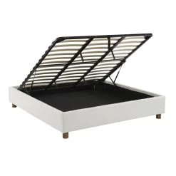 Lit Coffre KORALL Tissu Bouclette écru 180x200 Sommier Inclus -Canapé Rêve Promos Magasin lit coffre korall tissu bouclettes ecru 180x200 sommier inclus 4