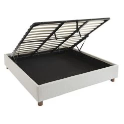 Lit Coffre KORALL Tissu Bouclette écru 180x200 Sommier Inclus -Canapé Rêve Promos Magasin lit coffre korall tissu bouclettes ecru 180x200 sommier inclus 5