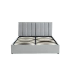 Lit Coffre MARIUS Tissu Gris Perle 160x200 Sommier Inclus -Canapé Rêve Promos Magasin lit coffre marius velours gris perle 160x200 sommier inclus 5