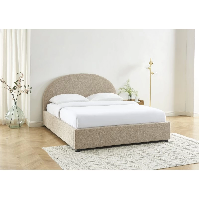 Lit Coffre OLAF Tissu Bouclette Beige 160x200 Sommier Inclus 3 Lit Coffre OLAF Tissu Bouclette Beige 160x200 Sommier Inclus – Image 3