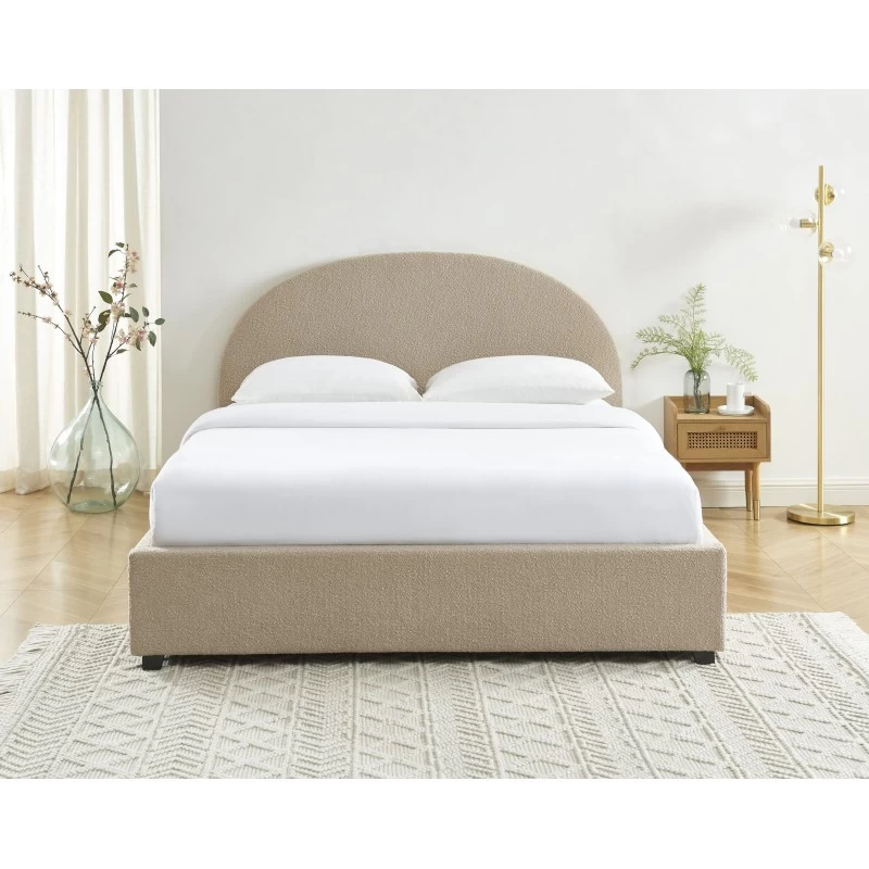 Lit Coffre OLAF Tissu Bouclette Beige 160x200 Sommier Inclus 1 Lit Coffre OLAF Tissu Bouclette Beige 160x200 Sommier Inclus