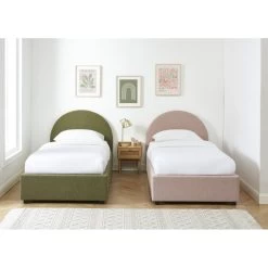 Lit Coffre OLAF Tissu Bouclette Kaki 90x190 Sommier Inclus -Canapé Rêve Promos Magasin lit coffre olaf laine bouclee kaki 90x190 sommier inclus 1