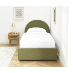 Lit Coffre OLAF Tissu Bouclette Kaki 90x190 Sommier Inclus -Canapé Rêve Promos Magasin lit coffre olaf laine bouclee kaki 90x190 sommier inclus 3