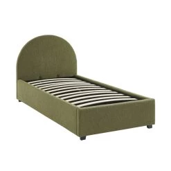 Lit Coffre OLAF Tissu Bouclette Kaki 90x190 Sommier Inclus -Canapé Rêve Promos Magasin lit coffre olaf laine bouclee kaki 90x190 sommier inclus 5