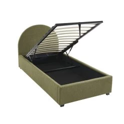 Lit Coffre OLAF Tissu Bouclette Kaki 90x190 Sommier Inclus -Canapé Rêve Promos Magasin lit coffre olaf laine bouclee kaki 90x190 sommier inclus 7