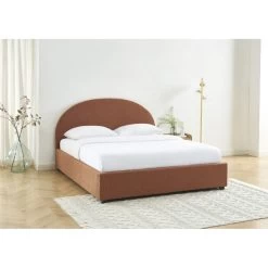 Lit Coffre OLAF Tissu Bouclette Terracotta 160x200 Sommier Inclus -Canapé Rêve Promos Magasin lit coffre olaf laine bouclee terracotta 160x200 sommier inclus 1