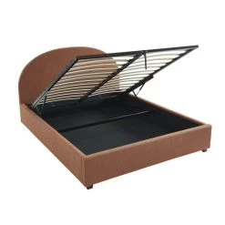 Lit Coffre OLAF Tissu Bouclette Terracotta 160x200 Sommier Inclus -Canapé Rêve Promos Magasin lit coffre olaf laine bouclee terracotta 160x200 sommier inclus 7