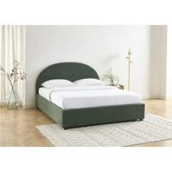 Lit Coffre OLAF Tissu Bouclette Vert Forêt 160x200 Sommier Inclus -Canapé Rêve Promos Magasin lit coffre olaf laine bouclee vert fonce 160x200 sommier inclus 1