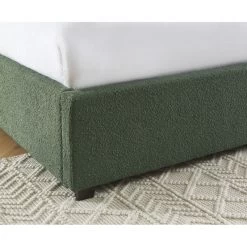Lit Coffre OLAF Tissu Bouclette Vert Forêt 160x200 Sommier Inclus -Canapé Rêve Promos Magasin lit coffre olaf laine bouclee vert fonce 160x200 sommier inclus 4