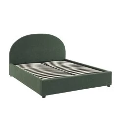 Lit Coffre OLAF Tissu Bouclette Vert Forêt 160x200 Sommier Inclus -Canapé Rêve Promos Magasin lit coffre olaf laine bouclee vert fonce 160x200 sommier inclus 5