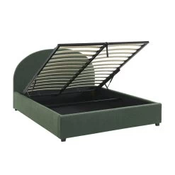 Lit Coffre OLAF Tissu Bouclette Vert Forêt 160x200 Sommier Inclus -Canapé Rêve Promos Magasin lit coffre olaf laine bouclee vert fonce 160x200 sommier inclus 6