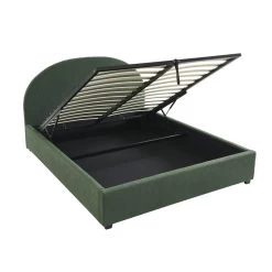 Lit Coffre OLAF Tissu Bouclette Vert Forêt 160x200 Sommier Inclus -Canapé Rêve Promos Magasin lit coffre olaf laine bouclee vert fonce 160x200 sommier inclus 7