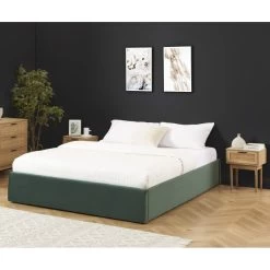 Lit Coffre SAKURA Velours Vert Forêt 160x200 Sommier Inclus -Canapé Rêve Promos Magasin lit coffre sakura velours vert foret 160x200 sommier inclus 1