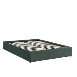 Lit Coffre SAKURA Velours Vert Forêt 160x200 Sommier Inclus -Canapé Rêve Promos Magasin lit coffre sakura velours vert foret 160x200 sommier inclus 2