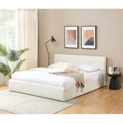 Lit Coffre SEGURO Simili Blanc 180x200 Sommier Inclus -Canapé Rêve Promos Magasin lit coffre seguro simili blanc 180x200 sommier inclus 1