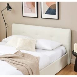 Lit Coffre SEGURO Simili Blanc 180x200 Sommier Inclus -Canapé Rêve Promos Magasin lit coffre seguro simili blanc 180x200 sommier inclus 3